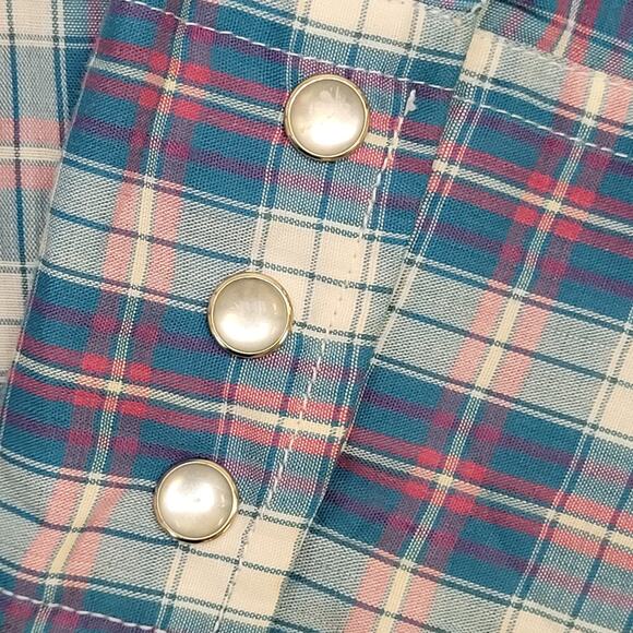 Vintage 80s Wrangler Western Plaid Shirt M 15.5 21x31 Cowboy - Picture 9 of 11